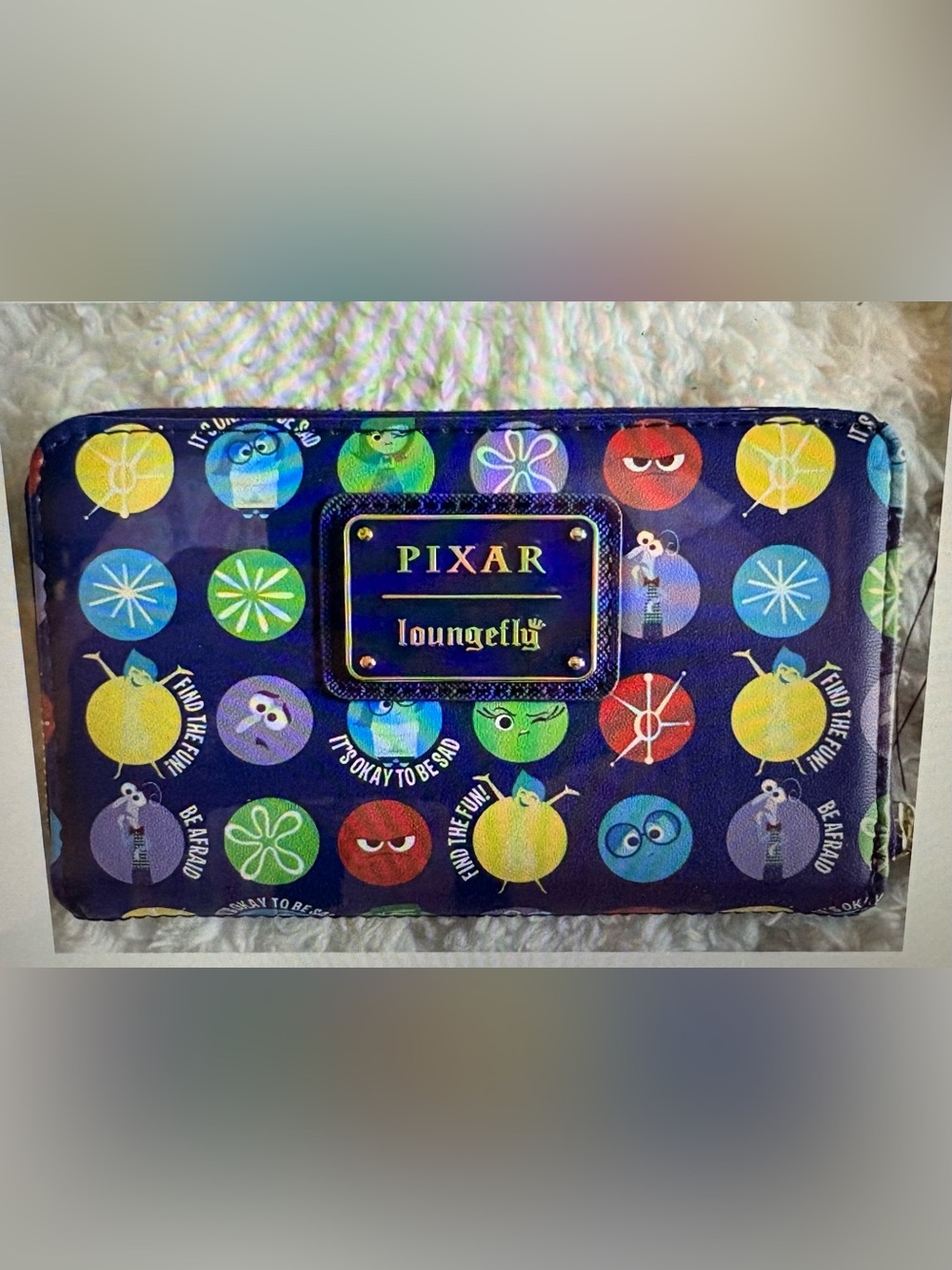 NWOT DISNEY Loungefly Pixar Inside Out Zip Around Emotions Wallet Blue/Purple